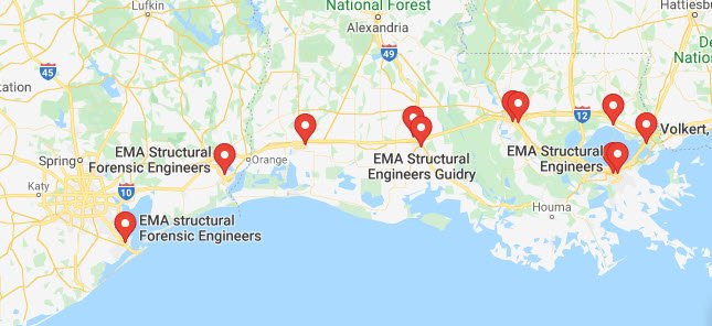 google map locations ema structural forensic engineers, milestone inspections, florida